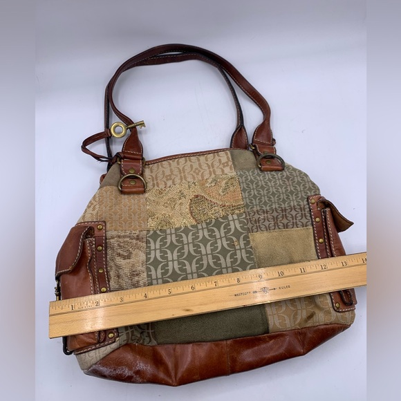 Fossil Vintage Signature Monogram Canvas/Leather Hobo Shoulder Bag - Picture 16 of 16